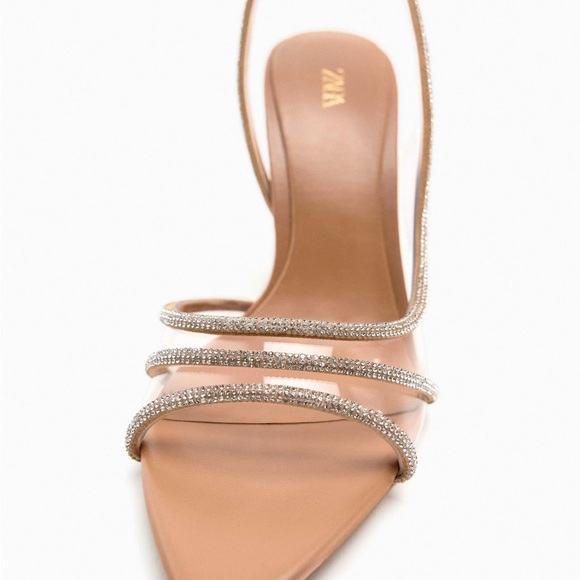 Zara Satin Effect Rhinestone Heels